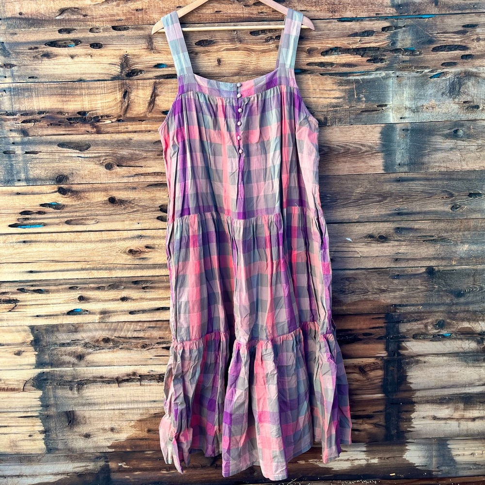 FAHERTY | Plaid Pink and Purple Women's Dress XL
